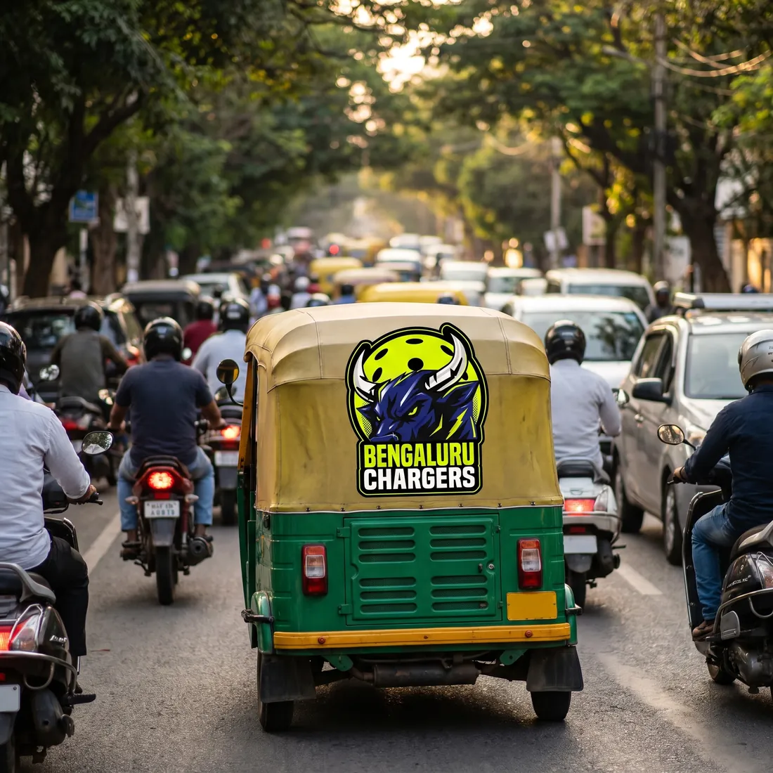 Auto rickshaw in Chargers colours